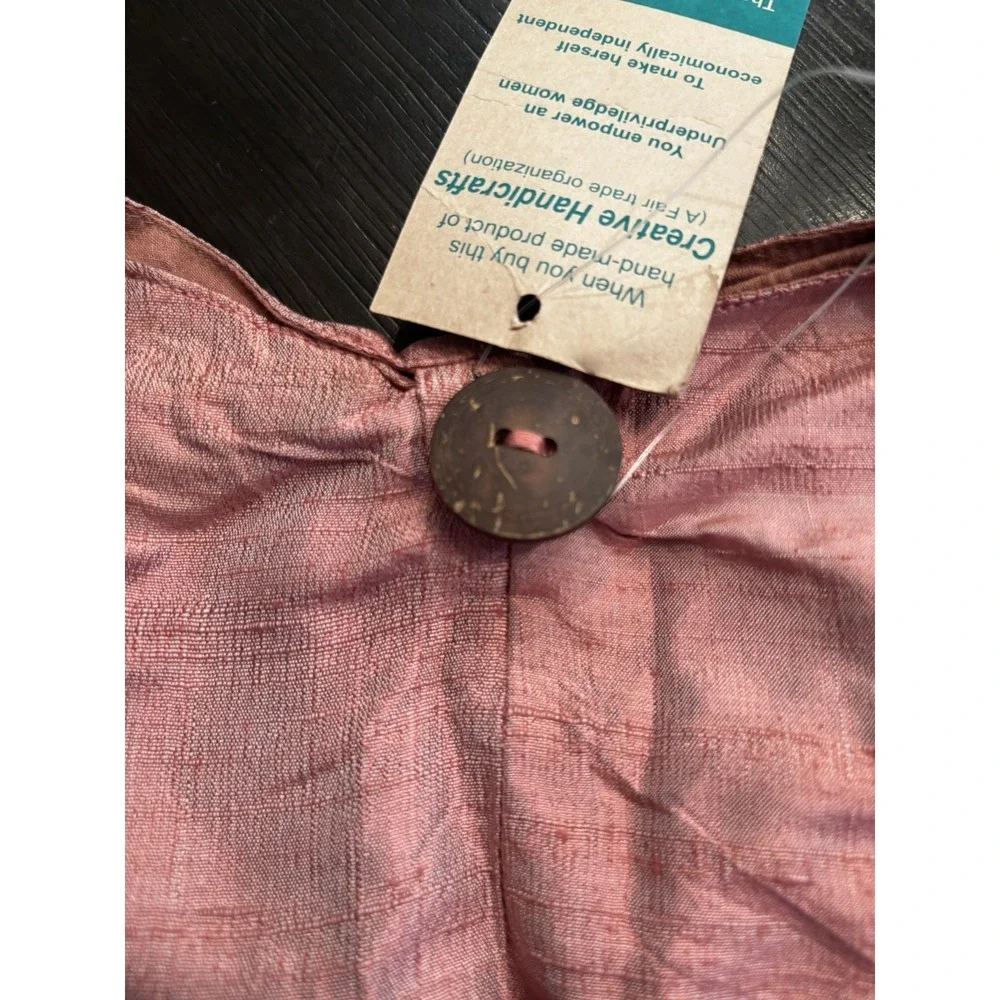 Fair-Trade Pink Woven Raw Silk Hobo Slouchy Bag Bohemian Sustainable Natural